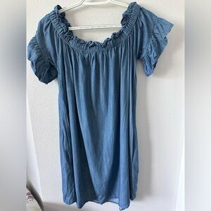 Umgee Blue Ruffled Smocked Dress